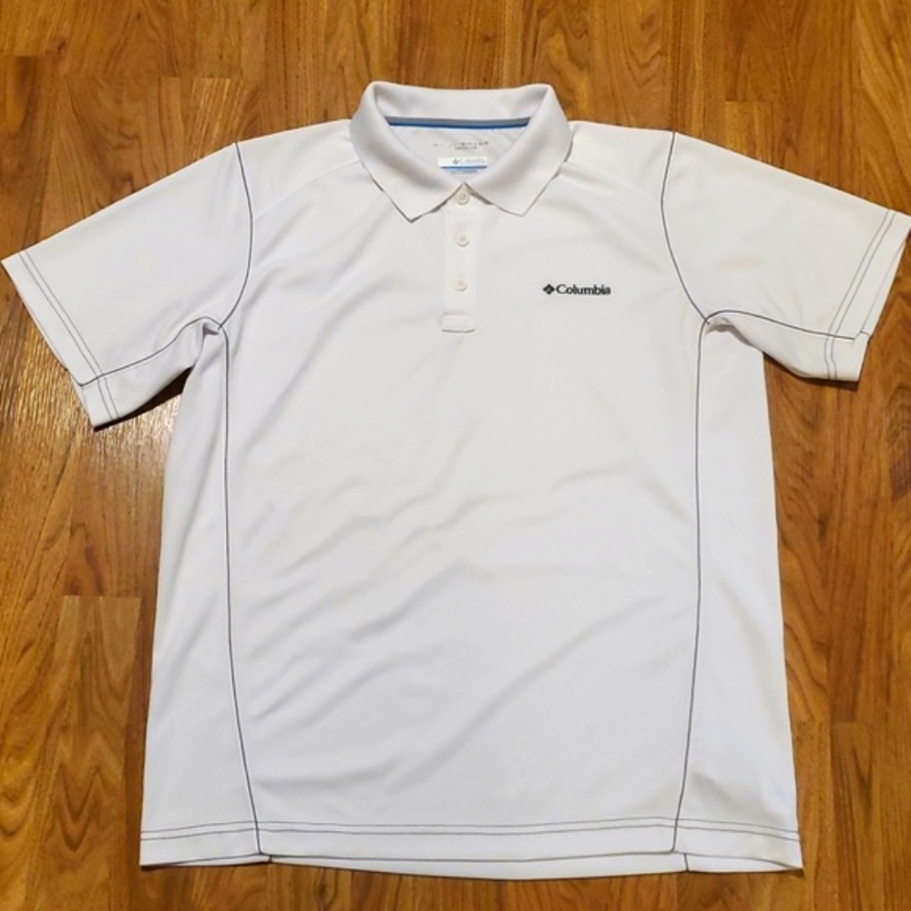 Columbia Omni-Shade Performance Polo Mens Size M White with Gray Stitching Golf